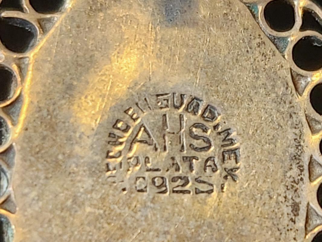 Vintage Mexican Sterling Earrings Green Masks Signed