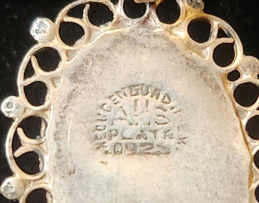 Vintage Mexican Sterling Earrings Green Masks Signed