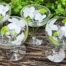 Vintage Hand-Painted WHITE DOGWOOD Champagne/Tall Sherbet Set/4 Federal