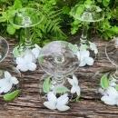 Vintage Hand-Painted WHITE DOGWOOD Champagne/Tall Sherbet Set/6 Federal