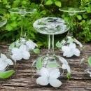 Vintage Hand-Painted WHITE DOGWOOD Champagne/Tall Sherbet Set/6 Federal