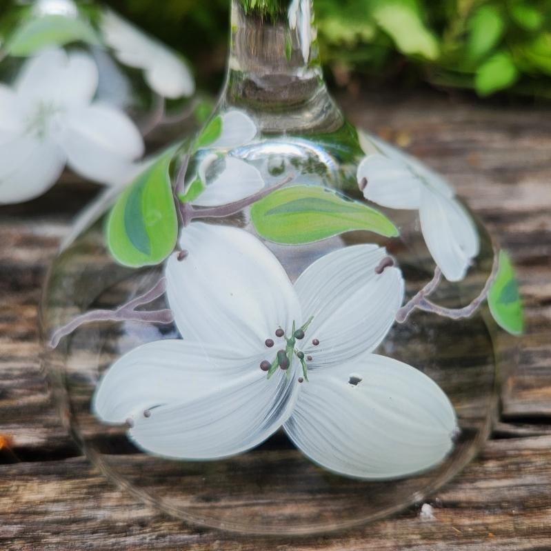 Vintage Hand-Painted WHITE DOGWOOD Champagne/Tall Sherbet Set/6 Federal