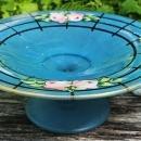 Antique Westmoreland ROSE/TRELLIS Comport Bermuda Blue 1920s