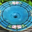 Antique Westmoreland ROSE/TRELLIS Comport Bermuda Blue 1920s
