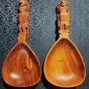 Vintage Tiki Monkeypod Wood Scoop Pair 1950s-60s Philippines