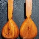 Vintage Tiki Monkeypod Wood Scoop Pair 1950s-60s Philippines