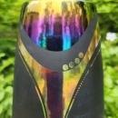 Modern Abstract Studio Vase TE88 Black/Iridescent Metallic 9.5