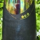 Modern Abstract Studio Vase TE88 Black/Iridescent Metallic 9.5