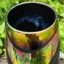 Modern Abstract Studio Vase TE88 Black/Iridescent Metallic 9.5
