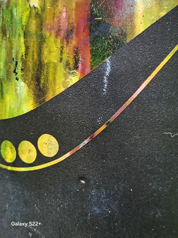 Modern Abstract Studio Vase TE88 Black/Iridescent Metallic 9.5