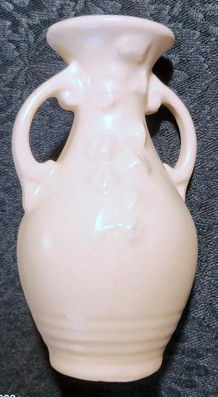 Vintage Shawnee Vase Matte Ivory Embossed Flowers 5.25