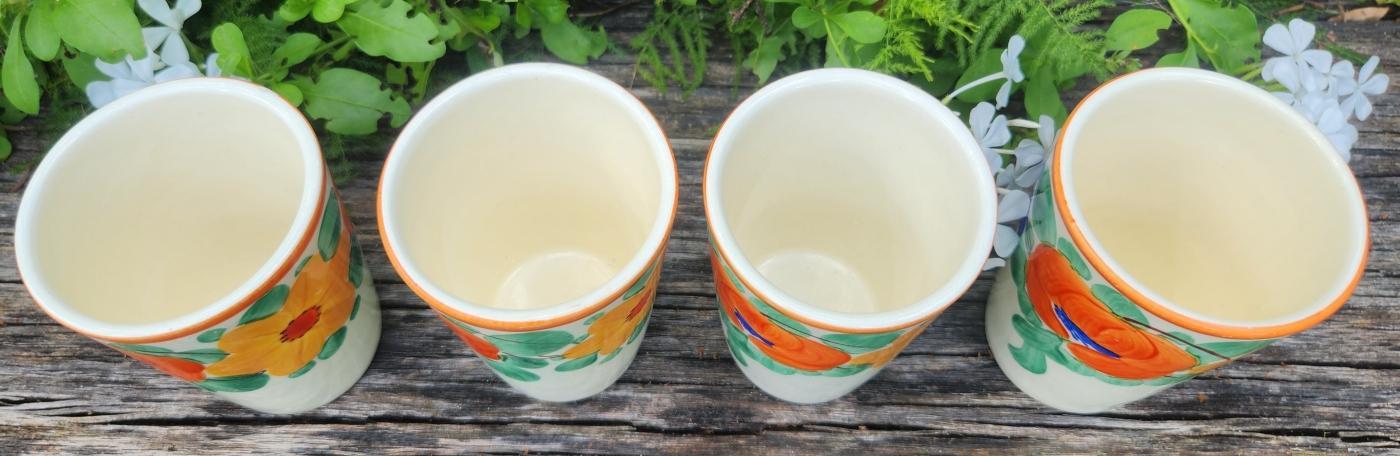 Vintage Czech #10487 Tumbler Set/4 HP Bold MC Floral 4