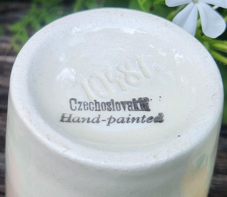 Vintage Czech #10487 Tumbler Set/4 HP Bold MC Floral 4