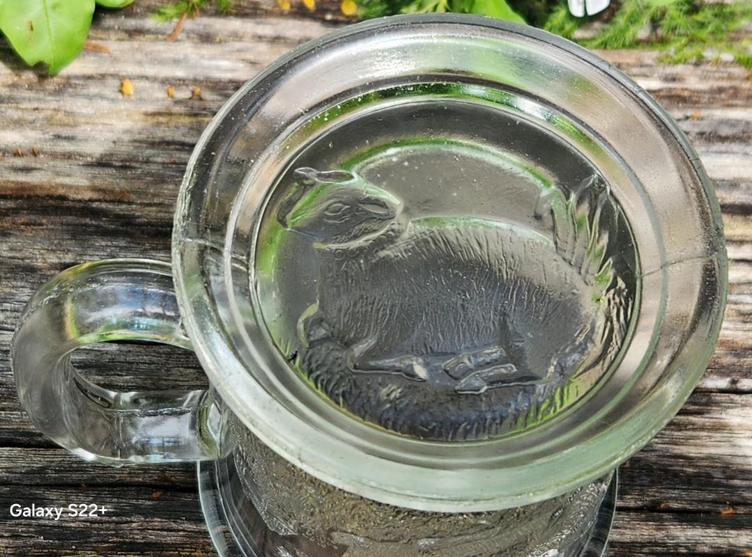 Antique Challinor/Taylor #353 Rabbit/Lamb Child's Mug EAPG 1884-91