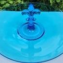 Vintage Fostoria Electric Blue FLEUR DE LIS Tidbit Server 1920s