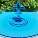 Vintage Fostoria Electric Blue FLEUR DE LIS Tidbit Server 1920s