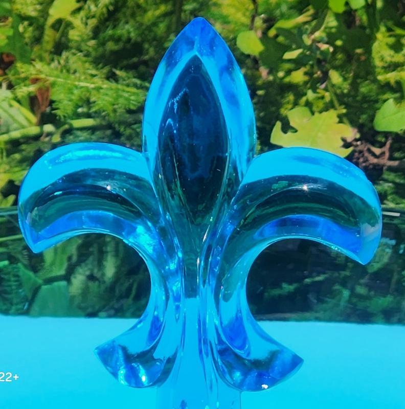 Vintage Fostoria Electric Blue FLEUR DE LIS Tidbit Server 1920s