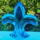 Vintage Fostoria Electric Blue FLEUR DE LIS Tidbit Server 1920s