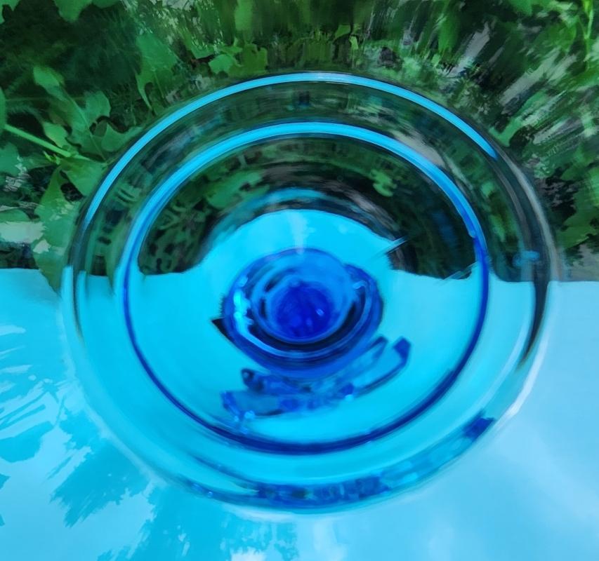 Vintage Fostoria Electric Blue FLEUR DE LIS Tidbit Server 1920s