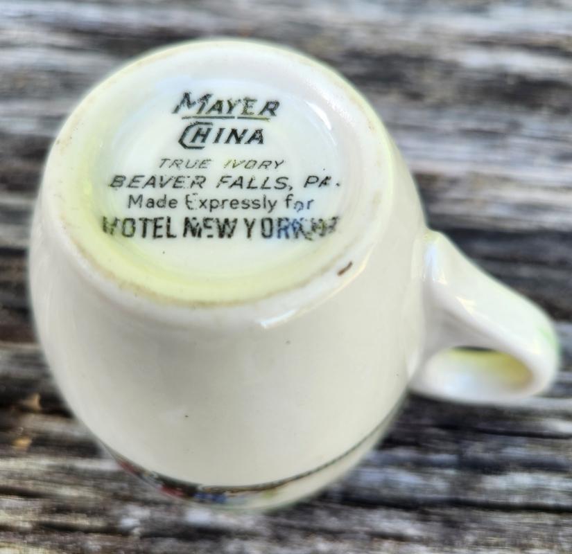 Vintage HOTEL NEW YORKER Demitasse Cup Pair Mayer 1930s