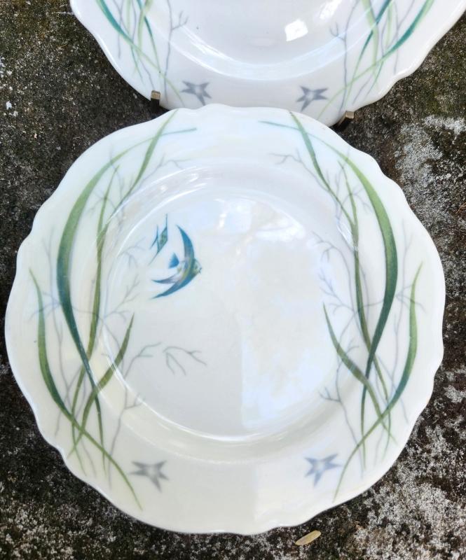 Vintage Mayer MYR76 Fish/Seaweed Restaurant Plate Set/4 1960s