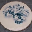 Antique German Blue Cherries Porcelain Handled Tray