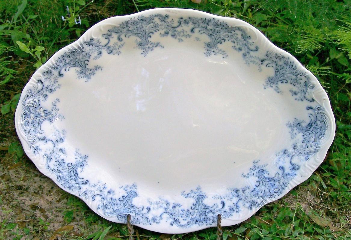 Antique Grindley Progress Transferware Platter Medium Flow Blue 17.75