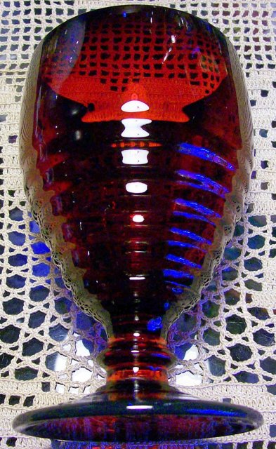 Vintage Paden City Penny Line Goblet Ruby/Red Glass 5 1/8