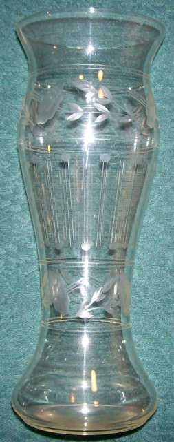 Imperial Floral Engraved Glass Vase 9.5