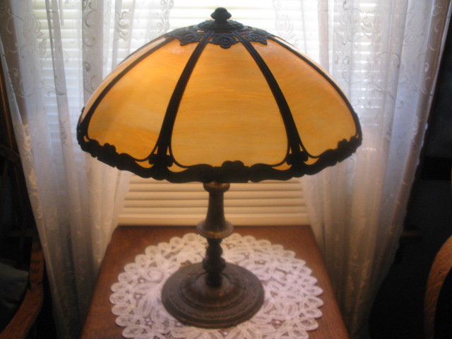 ANTIQUE SLAG PANEL LAMP