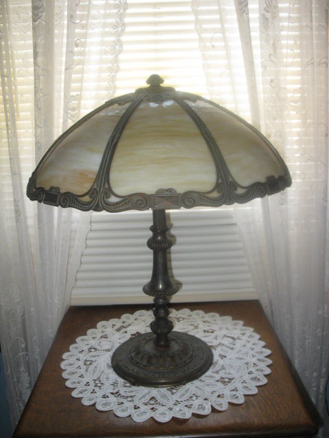 ANTIQUE SLAG PANEL LAMP