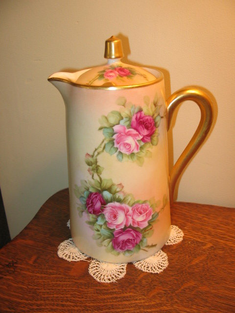 HAND PAINTED  LIMOGES CHOC. POT