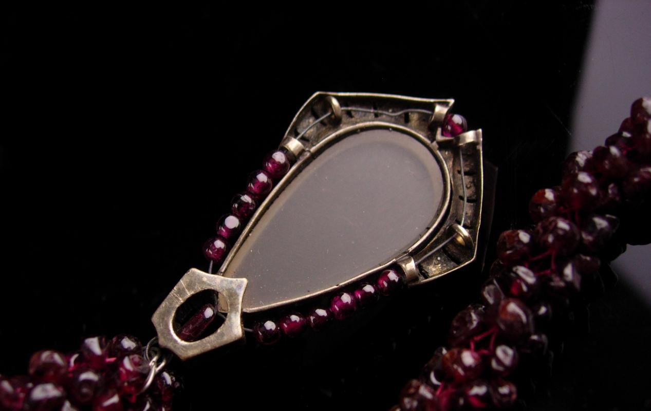 Antique VIctorian Camphor GLass genuine garnet necklace 100's of carats