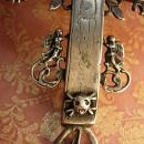 HUGE Antique skull Cross reliquary necklace Shrine sterling mythological cherubs and hidden compartments