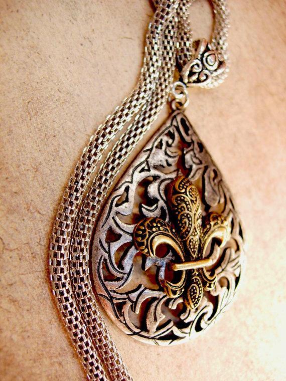 Gothic medieval Fleur de lis Necklace with Snake chain