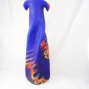 Gorgeous Russian Vase Azerbaijan Cobalt Blue Flames Fluted Glass