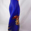 Gorgeous Russian Vase Azerbaijan Cobalt Blue Flames Fluted Glass