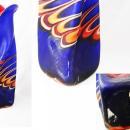 Gorgeous Russian Vase Azerbaijan Cobalt Blue Flames Fluted Glass