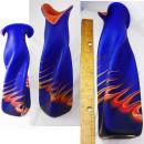 Gorgeous Russian Vase Azerbaijan Cobalt Blue Flames Fluted Glass