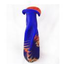 Gorgeous Russian Vase Azerbaijan Cobalt Blue Flames Fluted Glass