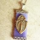 Sterling religious Jade Necklace Asian antique medal miraculous Mary  Drop necklace