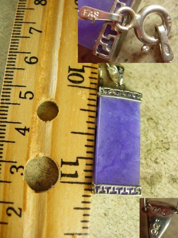 Sterling religious Jade Necklace Asian antique medal miraculous Mary  Drop necklace