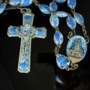 Antique Fatima Rosary tiny statues on each bead Sacred Heart relic religious blue & silver RARE beads 1917