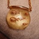 Vintage Fish bowl necklace Lucite goldfish pendant FIGURAL Acrylic jewelry Zoology gift ichthyologist