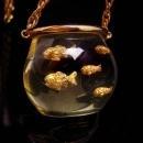 Vintage Fish bowl necklace Lucite goldfish pendant FIGURAL Acrylic jewelry Zoology gift ichthyologist