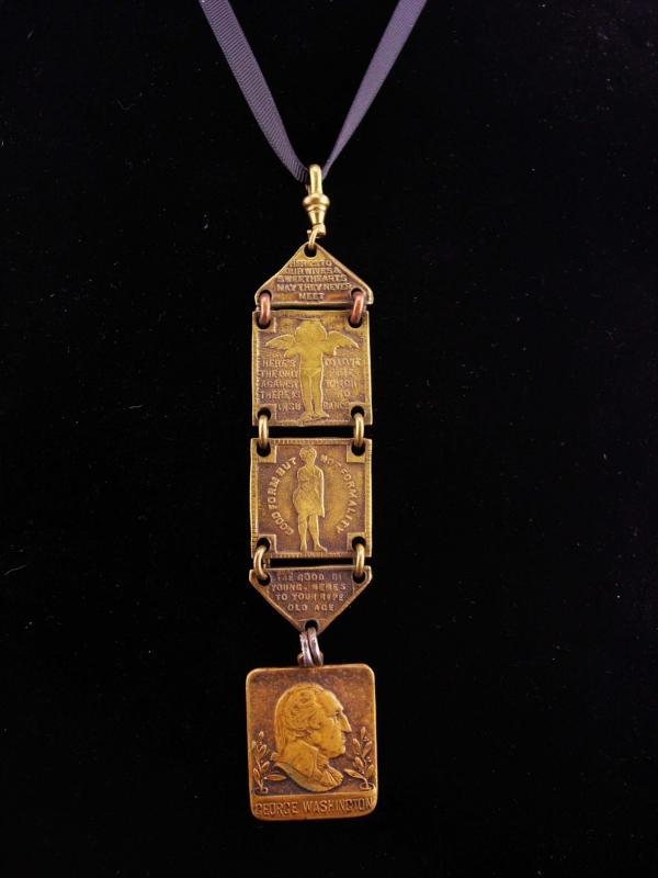 Antique 1917 watch fob / victorian necklace / Pittsburgh Press / george washington / Washington Story Contest / newspaper reporter gift