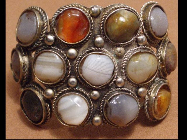 Gaudy AGATE HUGE Primitive Gothic Bracelet