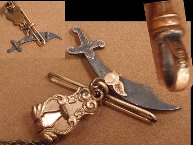 Pink Gold fob watch chain STRANGE Sword