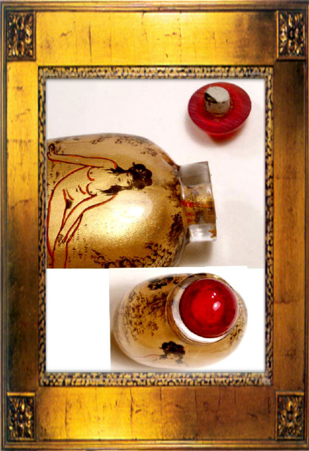 GOLDEN REVERSE Painted Erotica SNUFF bottle