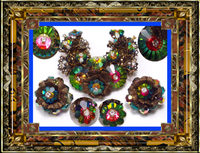 Vintage RARE RIVOLI  Brooch Earrings